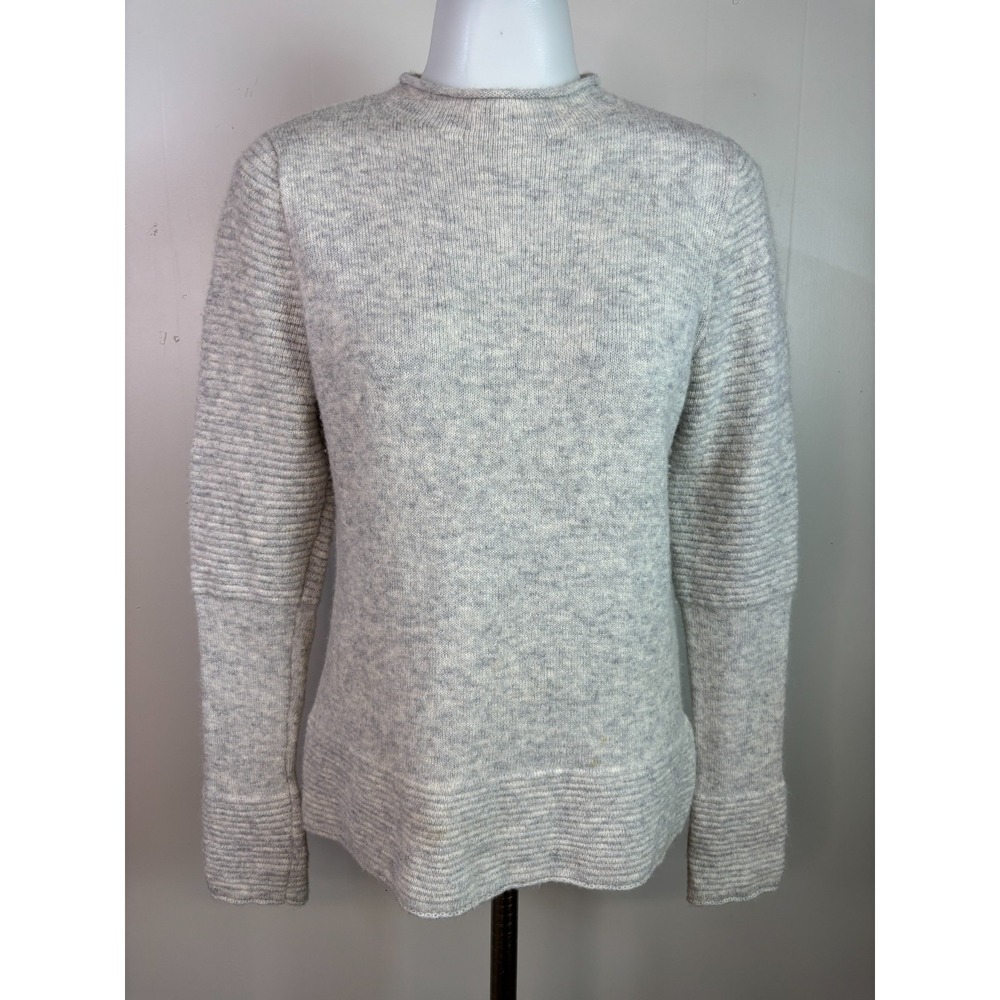 Banana Republic Sweater Small Gray Solid Mock Neck Wool Alpaca Pullover Womens